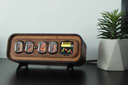 Oak Nixie Tube Clock Bitcoin Tracker, Weather & Photo Display