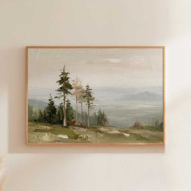 Cedar Forest Poster, Misty Valley Print, Nature Wall Art, Paper - image 1