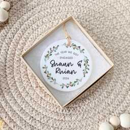 First Christmas Engagement Bauble, Newly Engaged Keepsake Gift, The Year We Got Engaged, Couple, Unique Personalised Congratulations Present - thumbnail 3