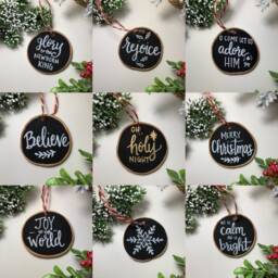 Handwritten Christmas Ornament Hand-Painted Wood Slice Holiday Decor