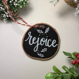 Handwritten Christmas Ornament Hand-Painted Wood Slice Holiday Decor - thumbnail 3