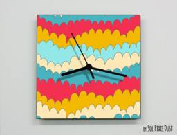 Colorful Cloud Waves Abstract Seamless Pattern Wall Clock - thumbnail 1