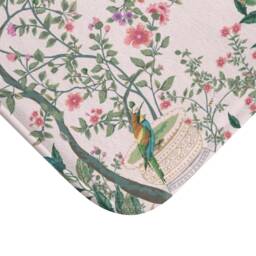 Chinoiserie Bath Mat - Non Slip Backing Oriental Bird Garden Pink Whimsical Floral Design Charming Asian Botanical Bathroom Accessory - thumbnail 3