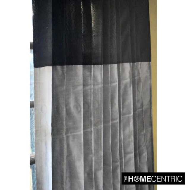 "Black & Silver Curtain Panels 52""x84" - image 1