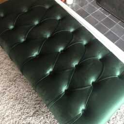 Handmade Dark Green Velvet Ottoman, Deep Buttoned Footstool - thumbnail 3