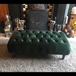 Handmade Dark Green Velvet Ottoman, Deep Buttoned Footstool - thumbnail 2