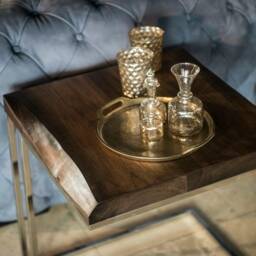 Handmade Walnut Side Table Stainless Steel Accent Table - thumbnail 3