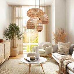 Handmade Rattan Pendant Light, Japandi Coastal Decor - thumbnail 2