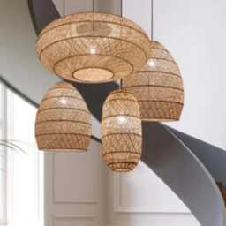 Handmade Rattan Pendant Light, Japandi Coastal Decor