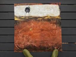 Raven Abstract Brown Hand Painted Canvas Floor Cloth - thumbnail 1