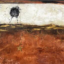 Raven Abstract Brown Hand Painted Canvas Floor Cloth - thumbnail 2