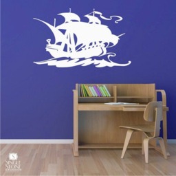 Nursery Pirate Ship Wall Decal - Vinyl Sticker Art Custom Home Decor - thumbnail 1