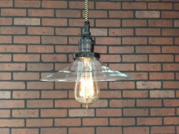"Industrial Pendant Light -Black 8"" Flat Clear Glass Shade With Patented ""Huila Connector"
