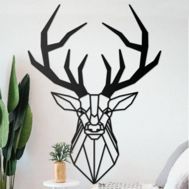 Geometric Stag Steel Wall Art, Woodland Decor - image 1