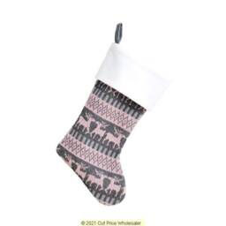 Personalised Christmas Stocking , Knitted Grey & Pink Nordic Scandinavian Design, Personalized Stockings - thumbnail 2