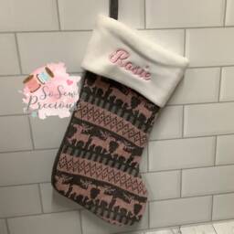 Personalised Christmas Stocking , Knitted Grey & Pink Nordic Scandinavian Design, Personalized Stockings - thumbnail 1