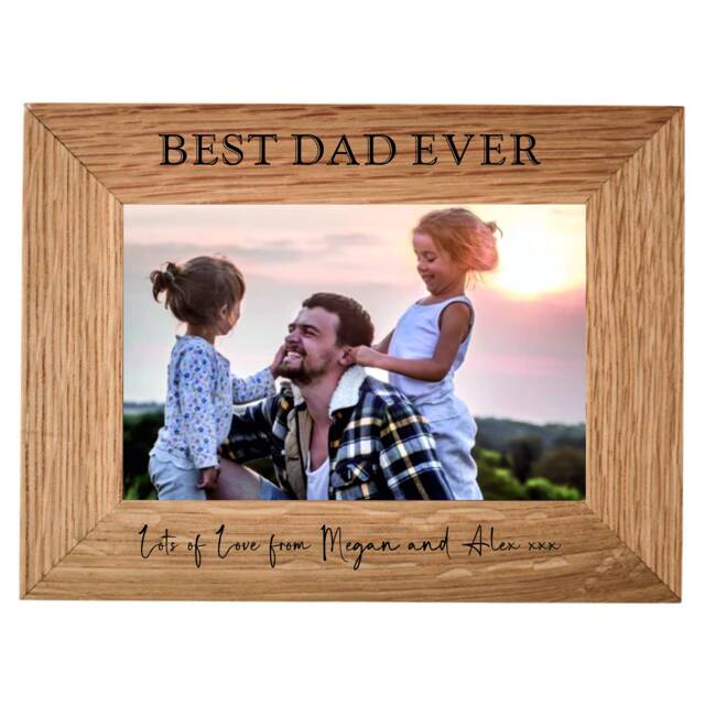 Personalised Custom Oak Finished Photo Frame - Add Your Own Text Dad Daddy Grandad Father's Day Birthday Christmas Gift Present