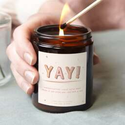 "Congratulations Gift Personalised Apothecary Soy Candle - ""Yay"