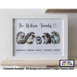 Hedgehog Family Unique Personalised Portrait Picture Framed Print Grandparents Wife Husband Friend Mum Dad Birthday Fathers Day Gift - thumbnail 1