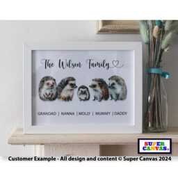 Hedgehog Family Unique Personalised Portrait Picture Framed Print Grandparents Wife Husband Friend Mum Dad Birthday Fathers Day Gift - thumbnail 3