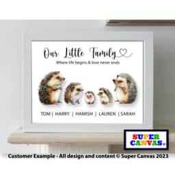 Hedgehog Family Unique Personalised Portrait Picture Framed Print Grandparents Wife Husband Friend Mum Dad Birthday Fathers Day Gift - thumbnail 4