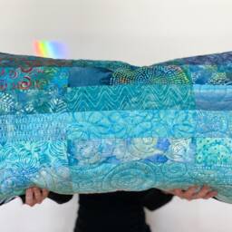 King Size Ocean Blue Quilted Pillow Shams - Made To Order - thumbnail 2