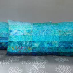 King Size Ocean Blue Quilted Pillow Shams - Made To Order - thumbnail 4