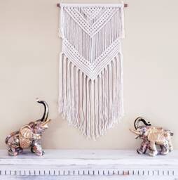 Handmade Cotton Macrame Wall Hanging, Boho Home Decor - thumbnail 1