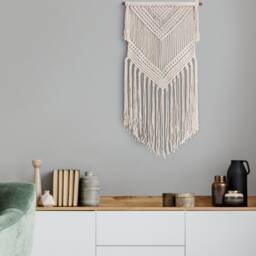 Handmade Cotton Macrame Wall Hanging, Boho Home Decor - thumbnail 4