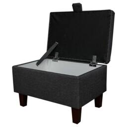 Charcoal Grey Handmade Storage Ottoman Footstool - Upholstered Pouffe Toy Box British Bespoke Made - thumbnail 2