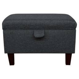 Charcoal Grey Handmade Storage Ottoman Footstool - Upholstered Pouffe Toy Box British Bespoke Made - thumbnail 3