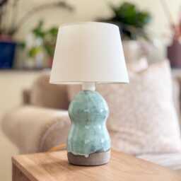 Turquoise Ceramic Table Lamp - Handmade Glazed Bedside Light