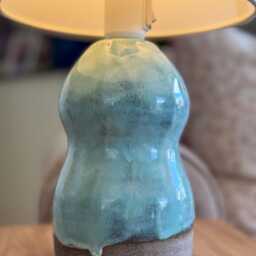 Turquoise Ceramic Table Lamp - Handmade Glazed Bedside Light - thumbnail 3
