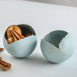 Set Of 2 Small Sky Blue Ceramic Planters, Succulent Pair Planters Set, Baby Round Planter Pots - thumbnail 2