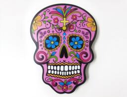 Pink Sugar Skull - Day Of The Dead -Dia De Los Muertos Calavera Wall Clock - thumbnail 1