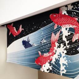 Carp Japanese Tenugui Handmade Noren Curtain, Tapestry Fabric Koi in A Pond, Wall Decoration, Fabric - thumbnail 2