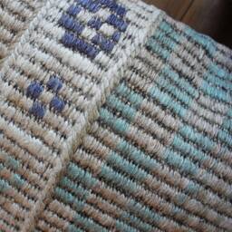 50cm - 20Inch Vintage Kilim Cushion Cover Handwoven - Full Brocaded Weave Beiges Aqua Blue Accents - thumbnail 3
