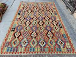 Multicolor Handmade Afghan Kilim 9.7x6.6 Ft Rug - thumbnail 1