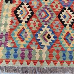 Multicolor Handmade Afghan Kilim 9.7x6.6 Ft Rug - thumbnail 2