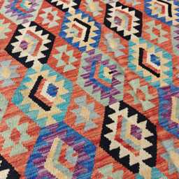 Multicolor Handmade Afghan Kilim 9.7x6.6 Ft Rug - thumbnail 3