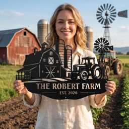 Custom Farm Metal Sign, Personalized Barn Wall Decor, Rustic Farmhouse Ranch Art - thumbnail 4