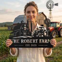 Custom Farm Metal Sign, Personalized Barn Wall Decor, Rustic Farmhouse Ranch Art - thumbnail 3