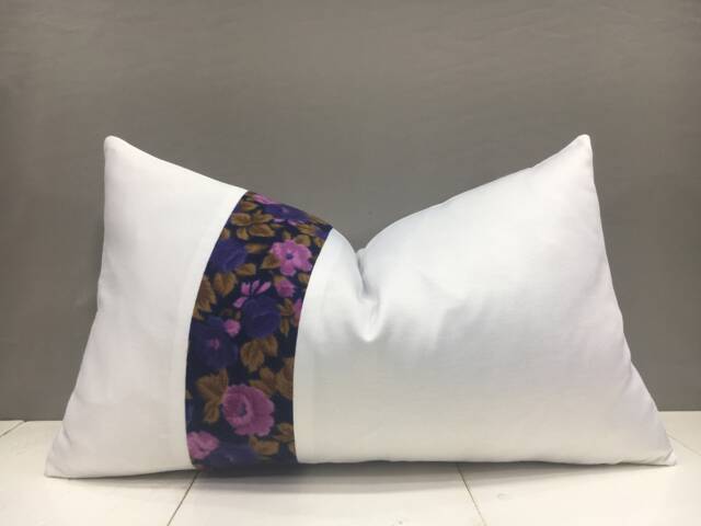 Floral Ikat Lumbar Pillow Cover, Handwoven Silk Accent - 12x20 - image 1