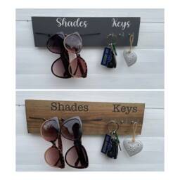 Rustic Wood Key & Sunglasses Hanger Wall Mounted Organizer - thumbnail 2