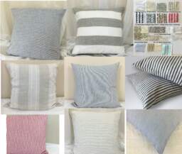striped Linen Euro Sham, Accent Pillow Cover, All Sizes 16x16 18x18 24x24 26x26 Or Custom, Cover - thumbnail 1