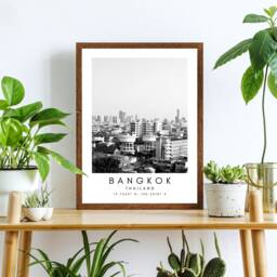 Bangkok Print Black & White Cityscape, Thailand Travel Poster - thumbnail 2