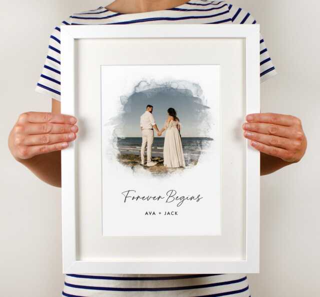 Anniversary Photo Print. Personalised Keepsake Gift. Framed Wall Art For Home. Use Your Own. Custom Made. Gift For Her - image 1