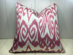 Silk Ikat Pillow Cover 24x24, Handwoven Decorative Cushion - thumbnail 1