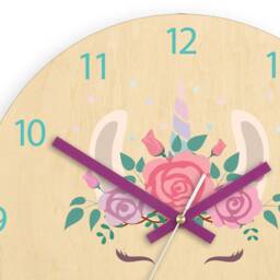 Cute Lama Head With Unicorn Horn , Childrens Wall Clock - Kids Personalized Name Girls 30cm/11, 81 - thumbnail 2