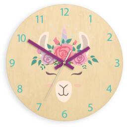Cute Lama Head With Unicorn Horn , Childrens Wall Clock - Kids Personalized Name Girls 30cm/11, 81 - thumbnail 4